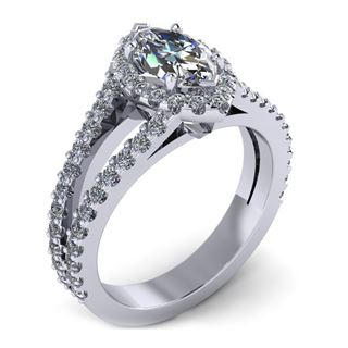 Picture of Two row halo marquise center stone